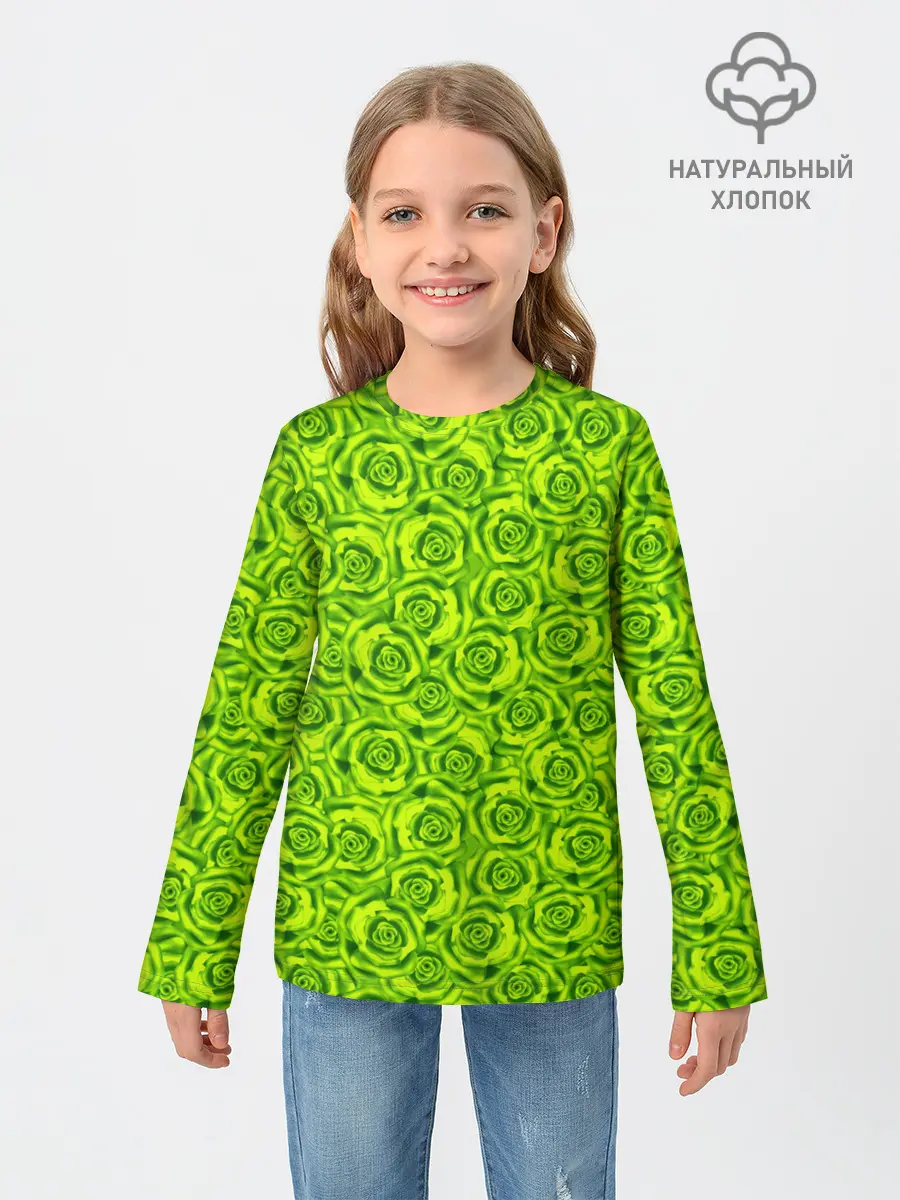 Детский лонгслив / Неоновый цветочный узор