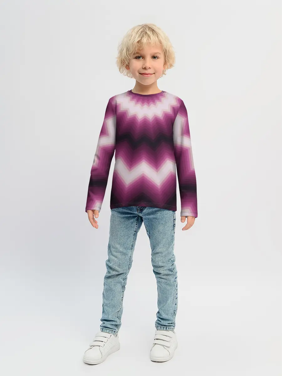 Детский лонгслив / Черно-пурпурный калейдоскоп