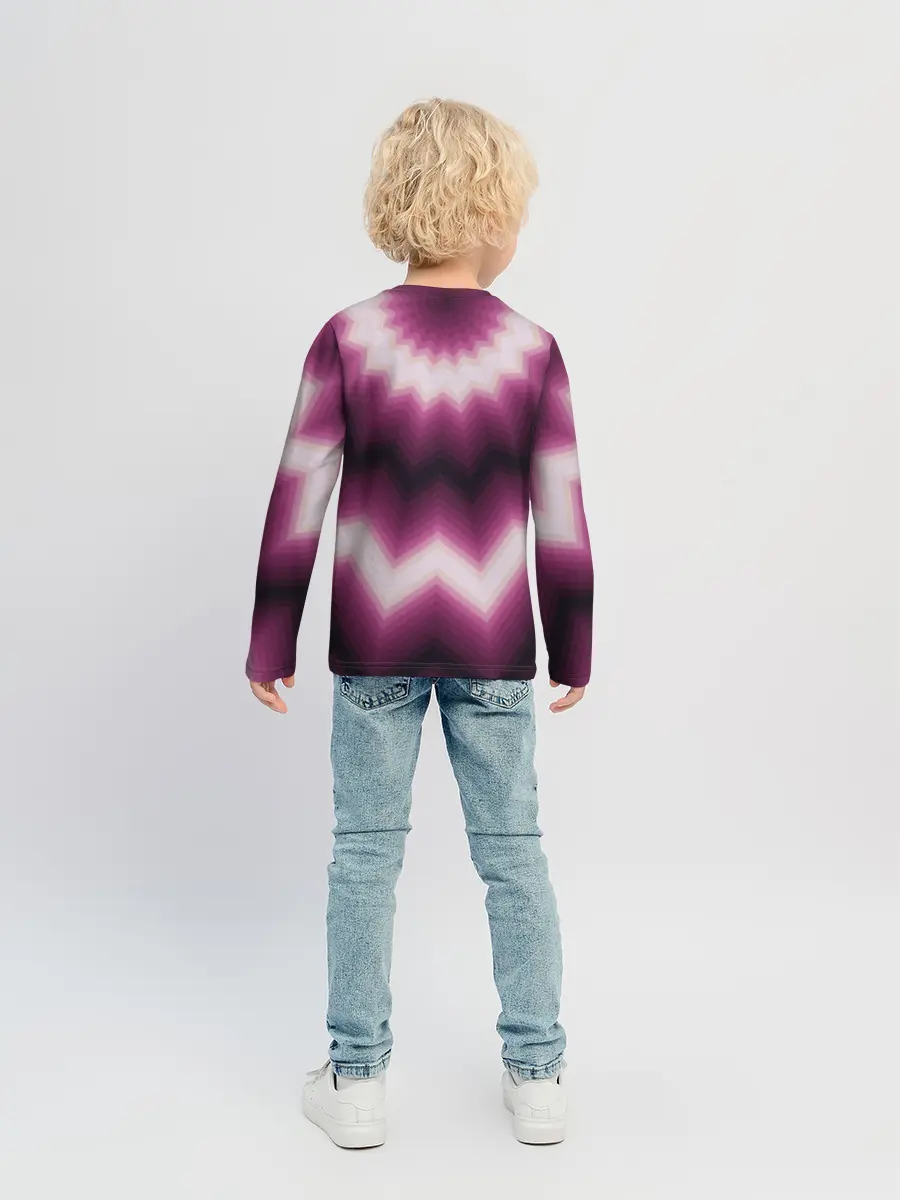 Детский лонгслив / Черно-пурпурный калейдоскоп