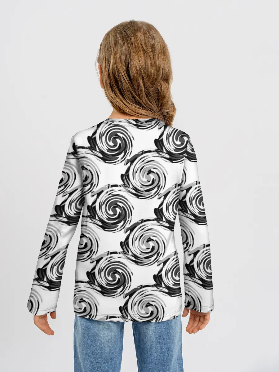 Детский лонгслив / Черно-белый абстрактный узор