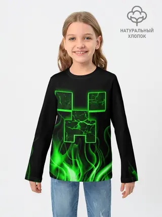 Детский лонгслив / MINECRAFT TEXTURE FIRE