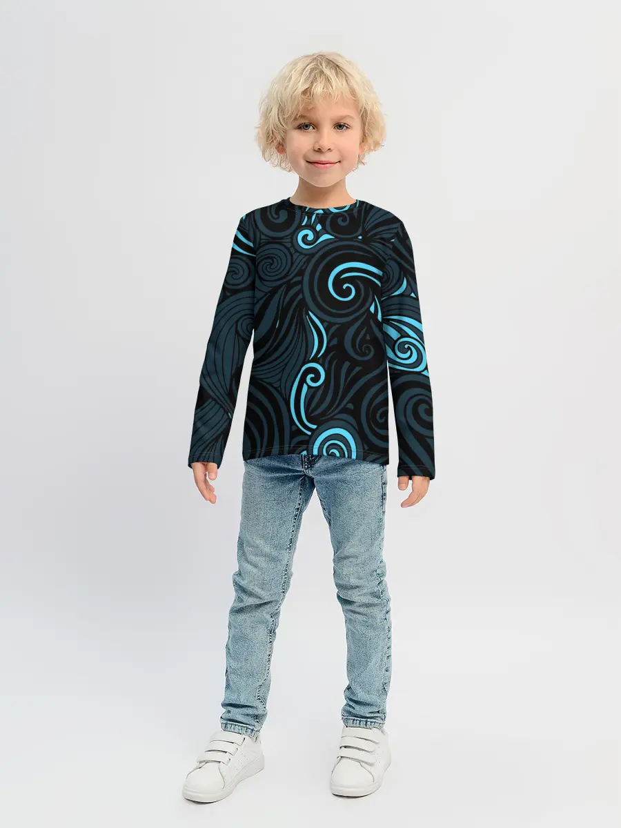 Детский лонгслив / Лазурные листья