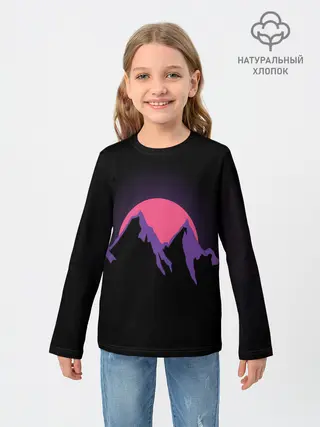 Детский лонгслив / горы на фоне заката