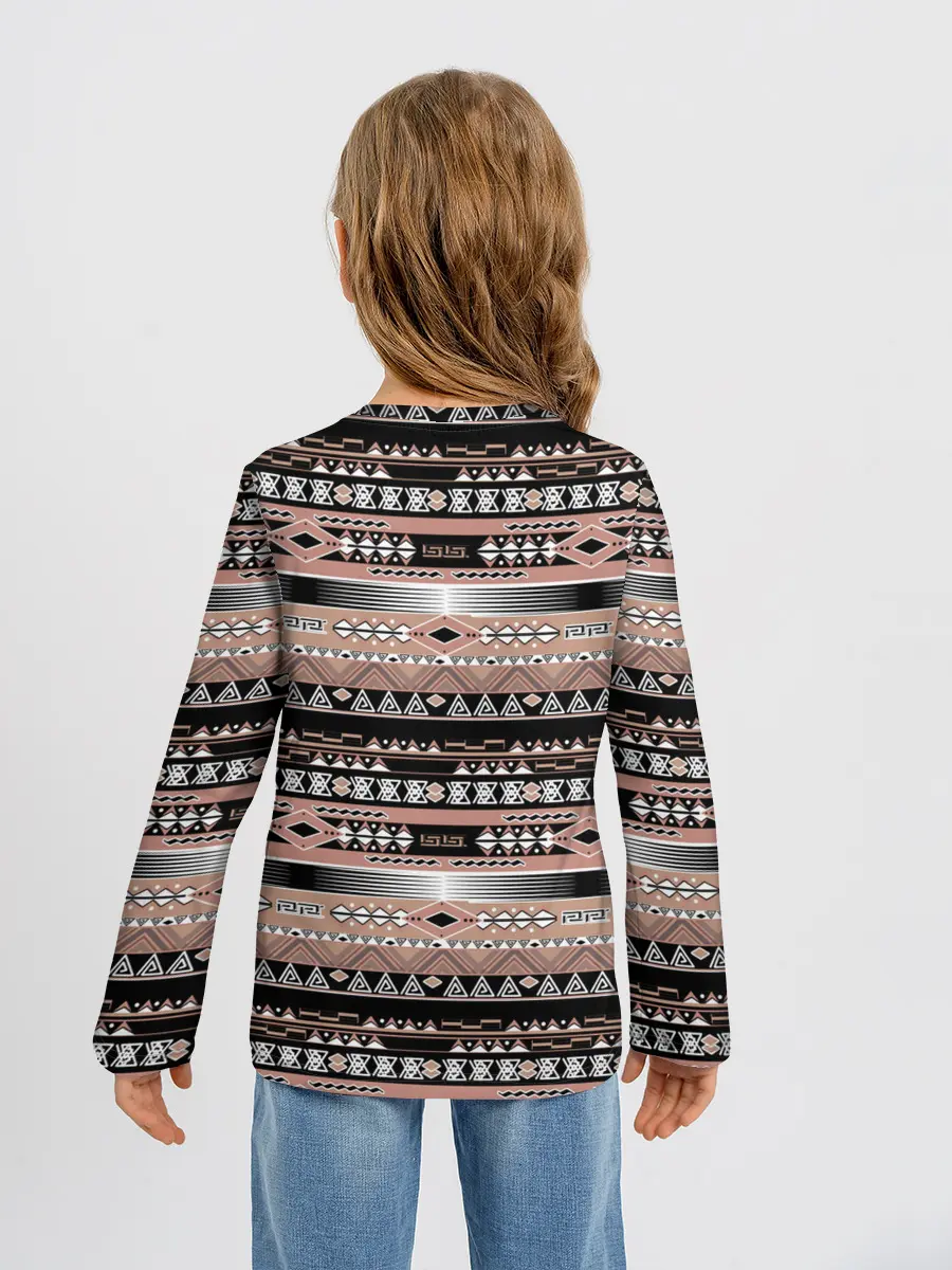 Детский лонгслив / Полосатый этнический орнамент