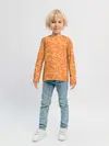 Детский лонгслив / Оранжевая пиксель абстракция