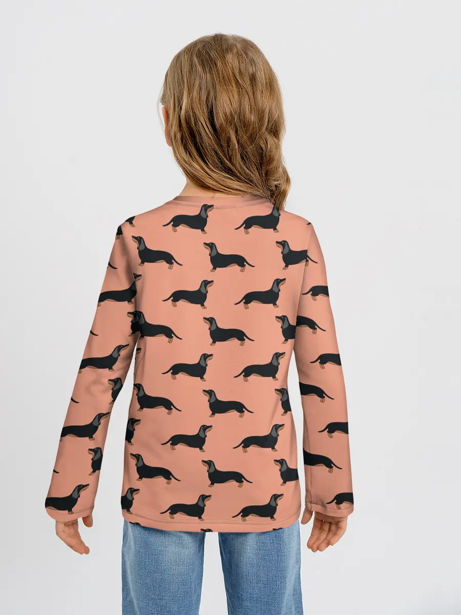 Детский лонгслив / Таксы паттерн