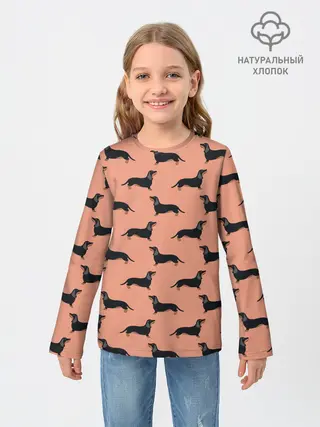 Детский лонгслив / Таксы паттерн