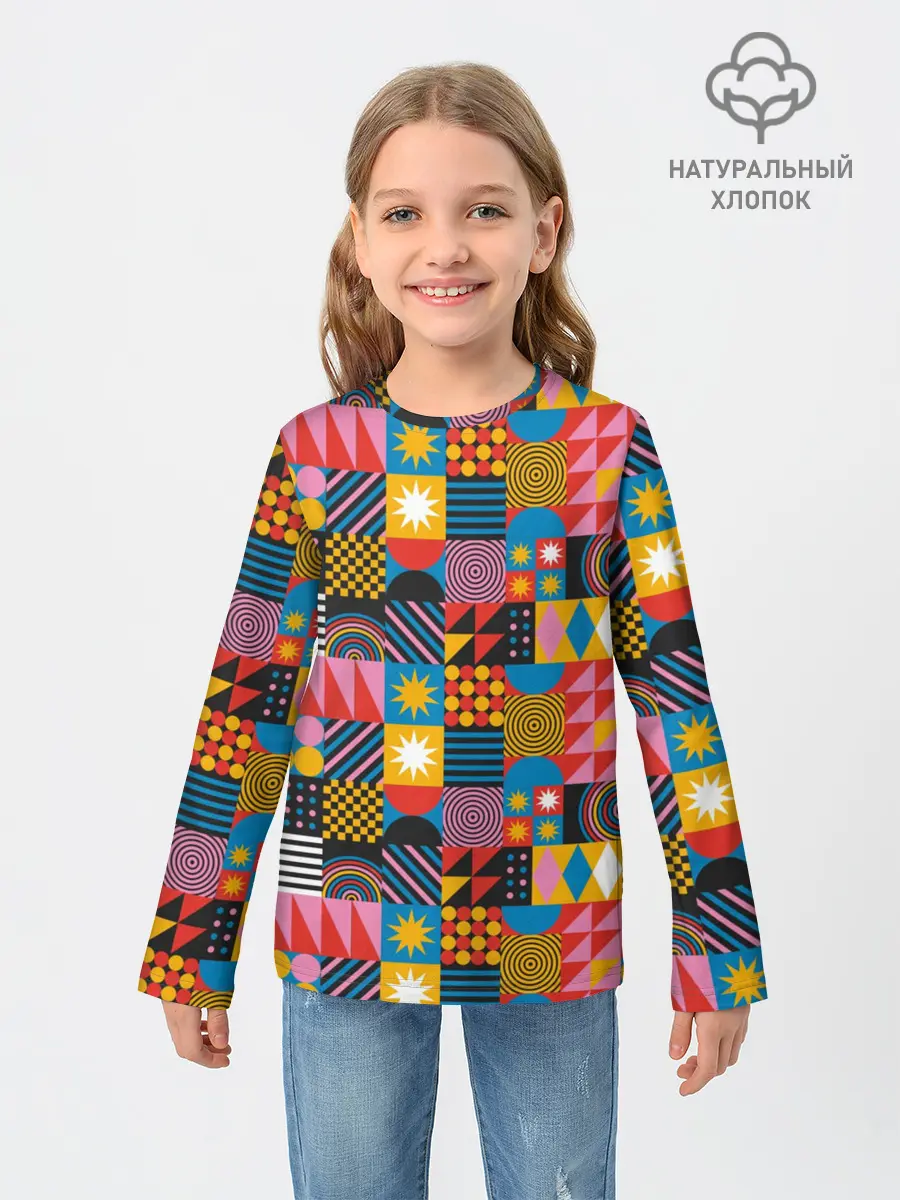 Детский лонгслив / Печворк. Мозаика.Настроение