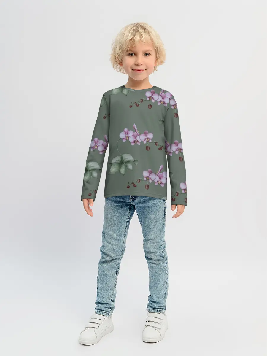 Детский лонгслив / Розовые орхидеи