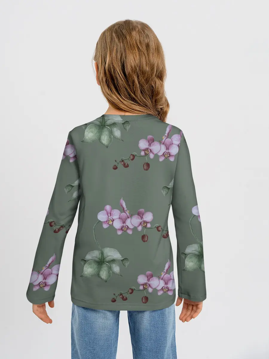 Детский лонгслив / Розовые орхидеи