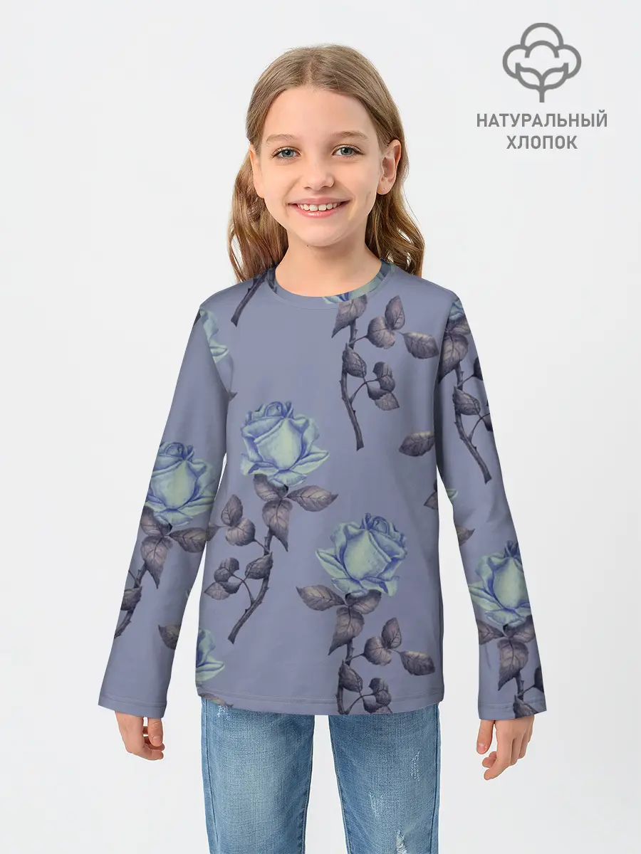 Детский лонгслив / Голубые розы