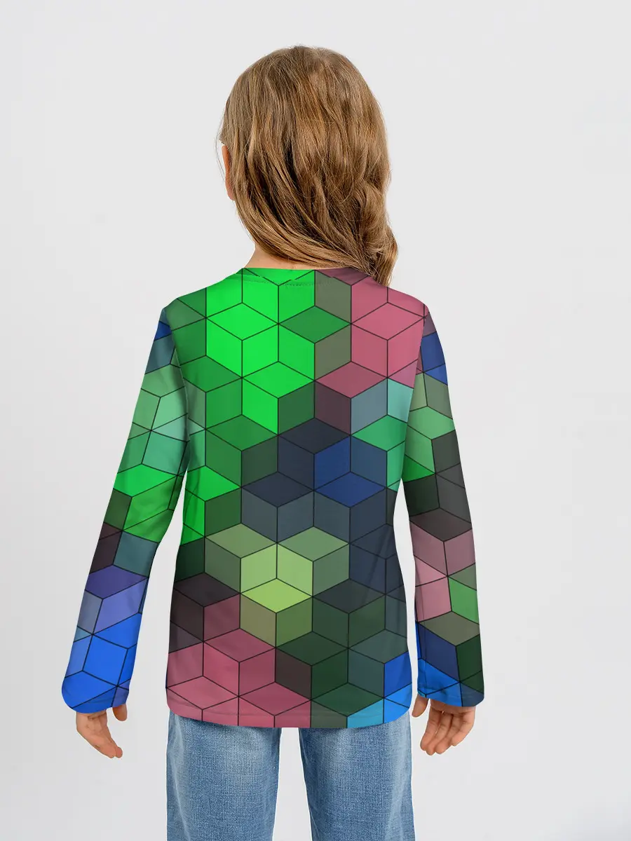 Детский лонгслив / Разноцветный геометрический уз