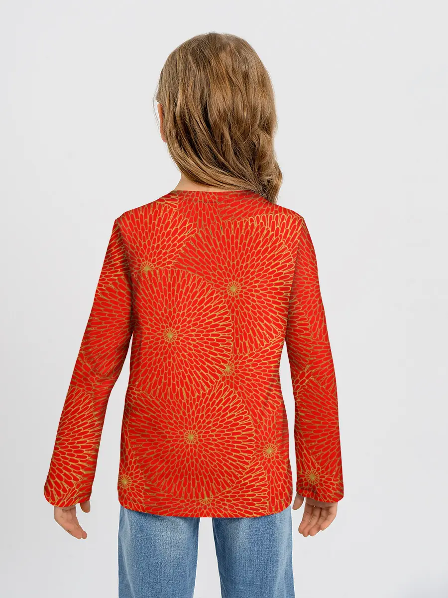 Детский лонгслив / ЗОЛОТЫЕ ХРИЗАНТЕМЫ | ПАТТЕРН