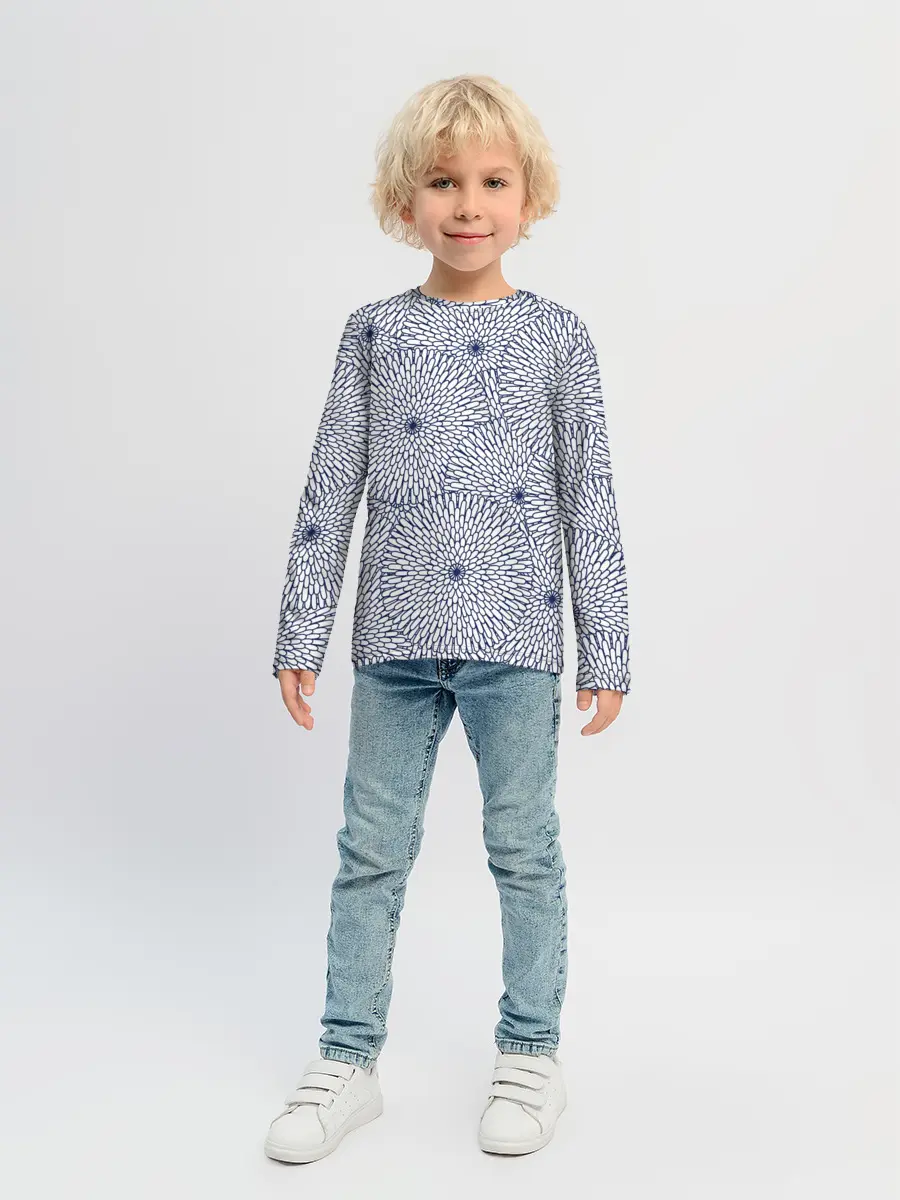 Детский лонгслив / БЕЛЫЕ ХРИЗАНТЕМЫ | ПАТТЕРН