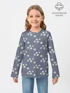 Детский лонгслив / Ромашки на сером паттерн
