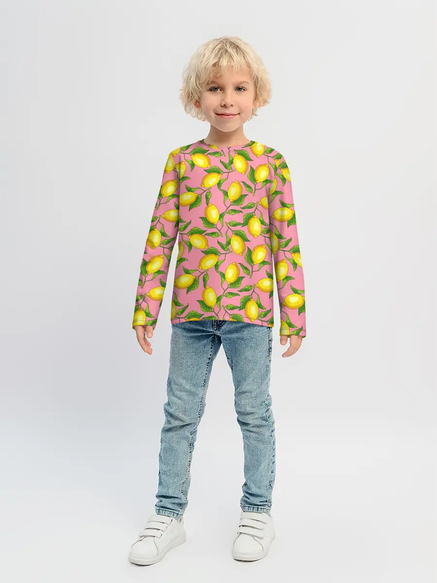 Детский лонгслив / Лимоны паттерн