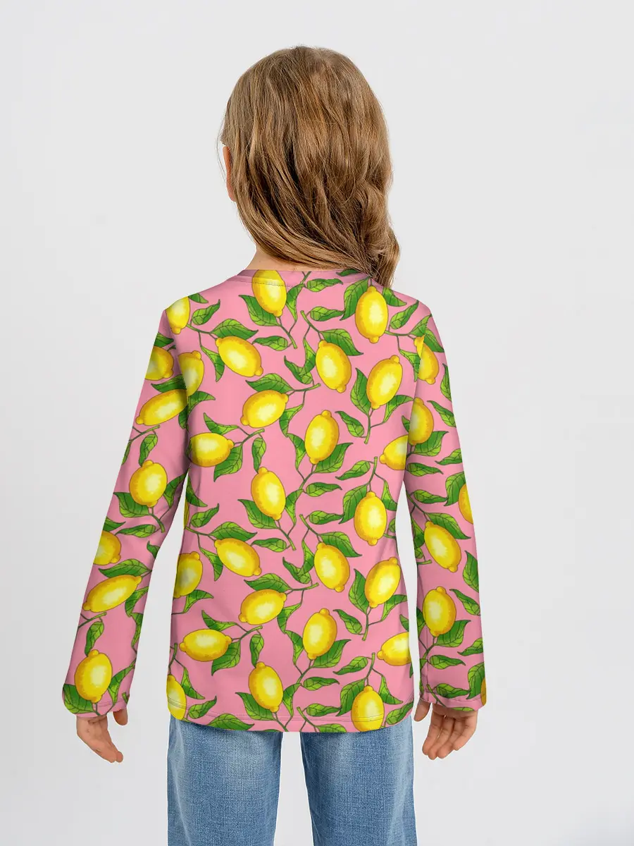 Детский лонгслив / Лимоны паттерн