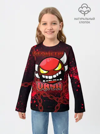 Детский лонгслив / Geometry Dash