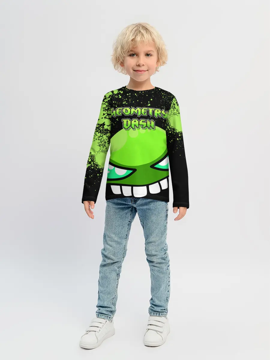 Детский лонгслив / Geometry Dash