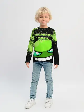 Детский лонгслив / Geometry Dash