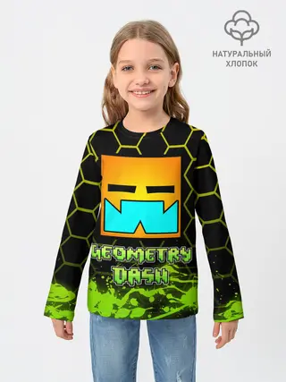 Детский лонгслив / Geometry Dash