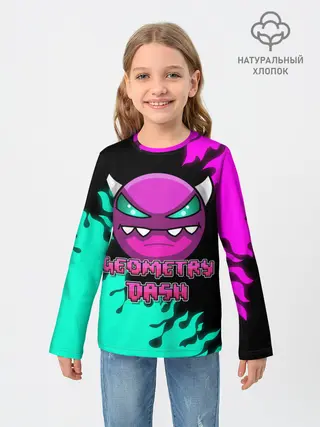 Детский лонгслив / Geometry Dash