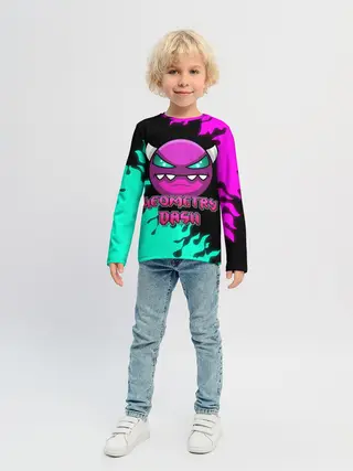 Детский лонгслив / Geometry Dash