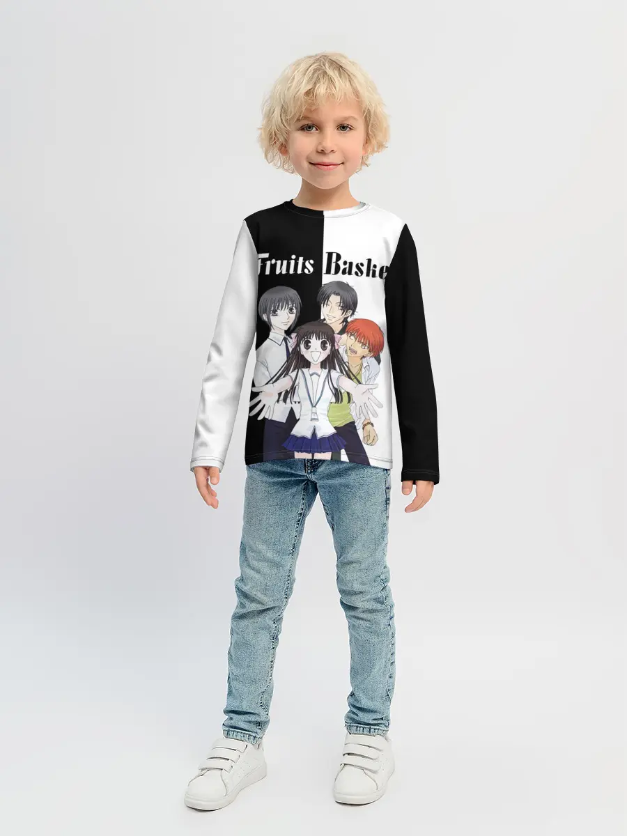 Детский лонгслив / Корзинка фруктов персонажи