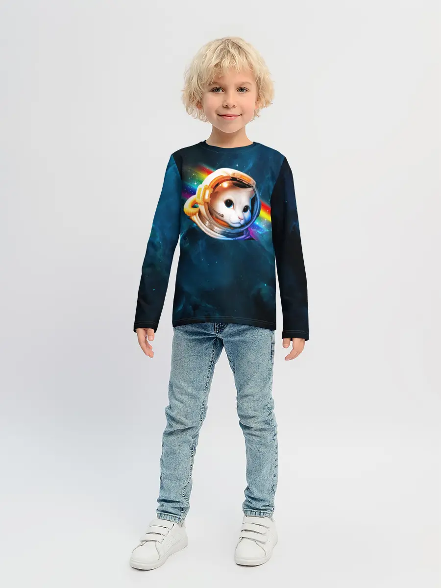 Детский лонгслив / Котик Космонавт