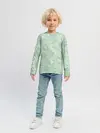 Детский лонгслив / Зеленые листья на светло зеленом