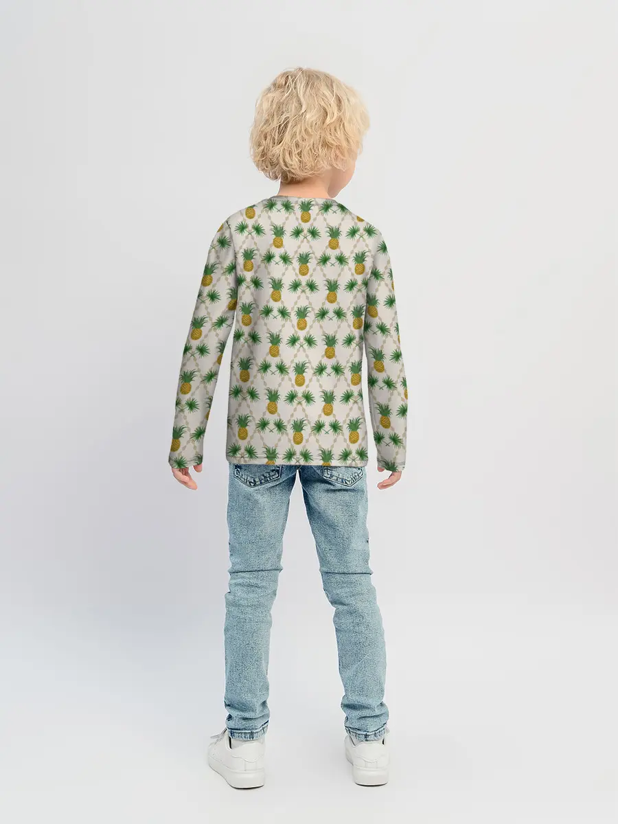 Детский лонгслив / Узор ретро Ананасы