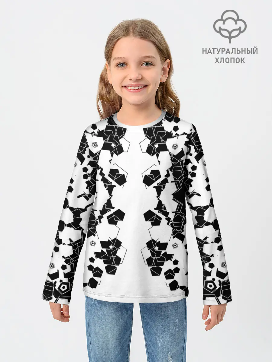 Детский лонгслив / пятиугольники абстракция