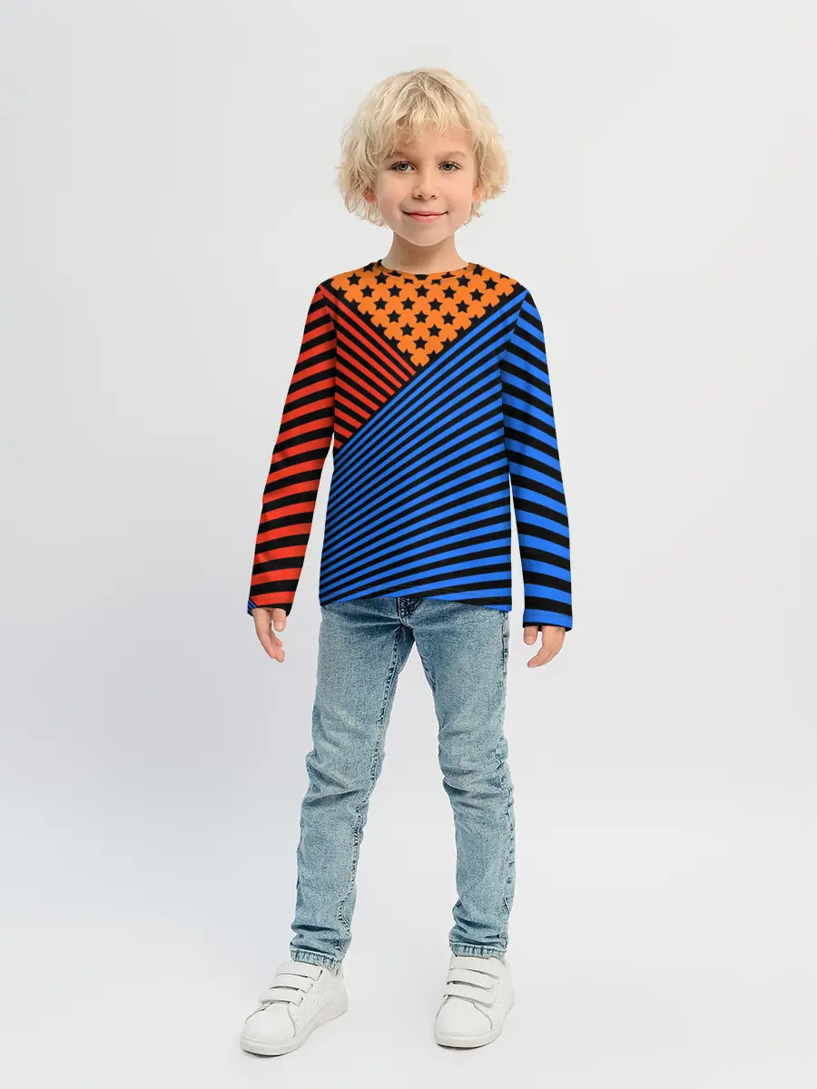 Детский лонгслив / Комбинированный полосатый узор