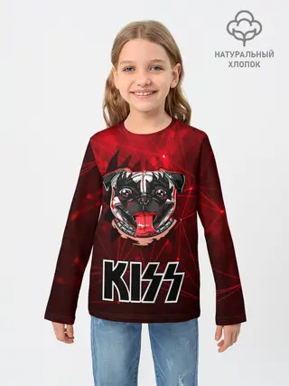 Детский лонгслив / Собака в стиле KISS