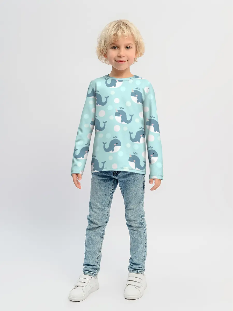 Детский лонгслив / Единорогие киты