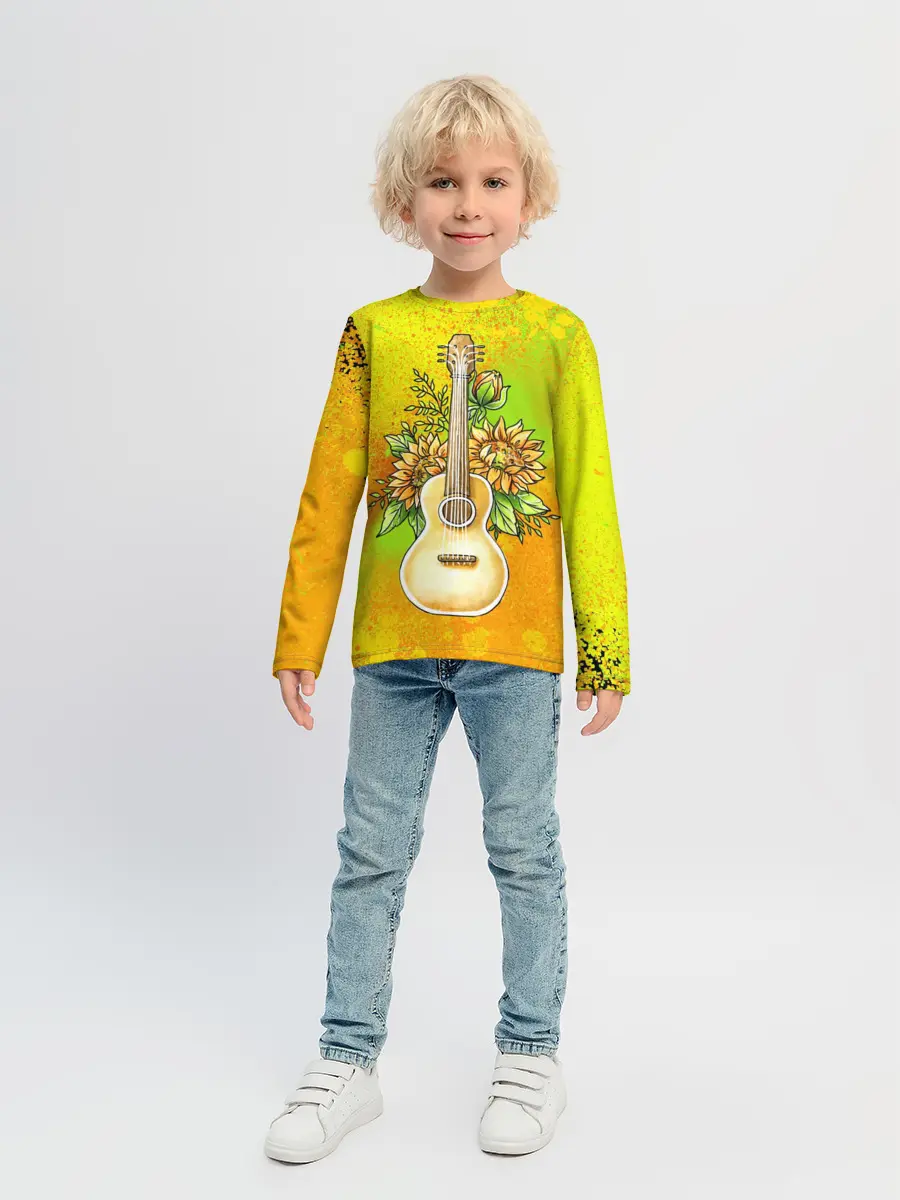 Детский лонгслив / Гитара и подсолнухи