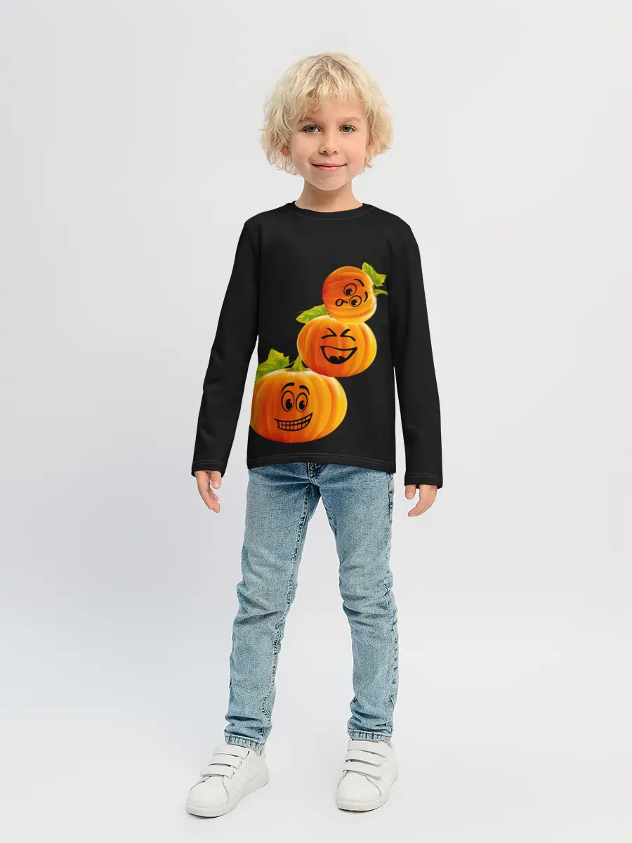 Детский лонгслив / Хэллоуин смешные тыквы