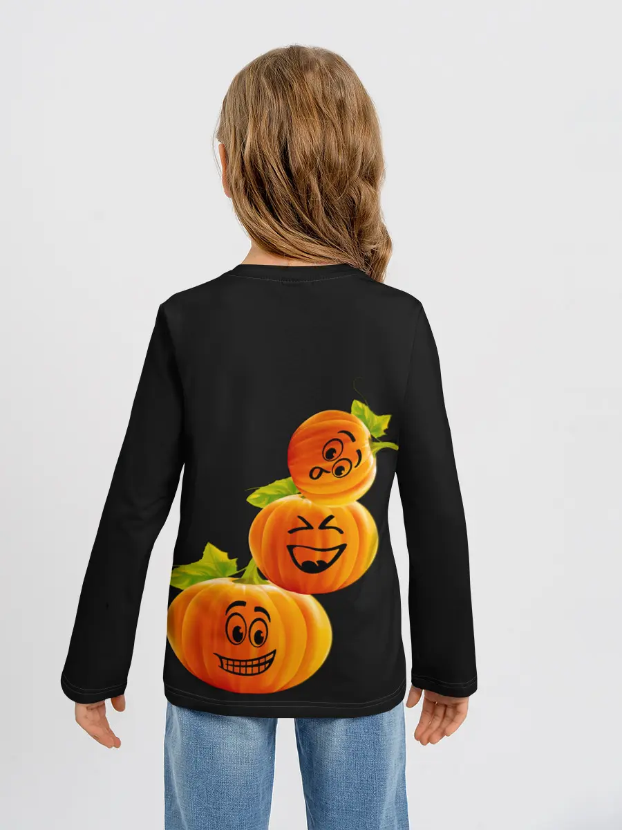 Детский лонгслив / Хэллоуин смешные тыквы