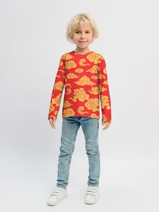 Детский лонгслив / Западный узор облаков