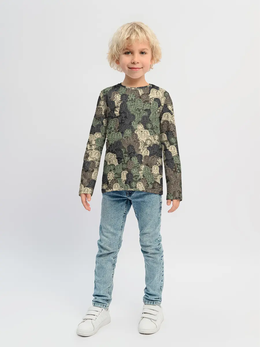 Детский лонгслив / Камуфляж из матрёшек
