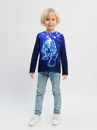 Детский лонгслив / Неоновый тигр