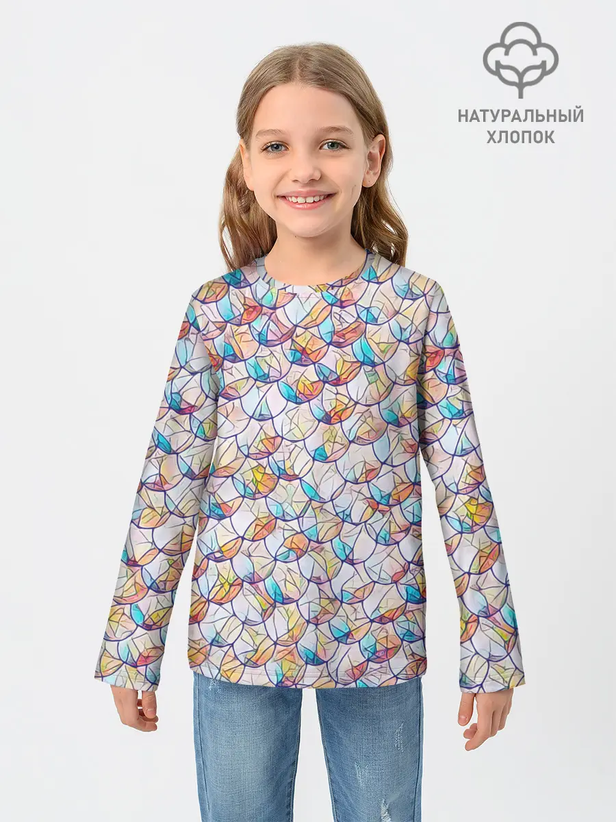 Детский лонгслив / Разноцветная чешуя