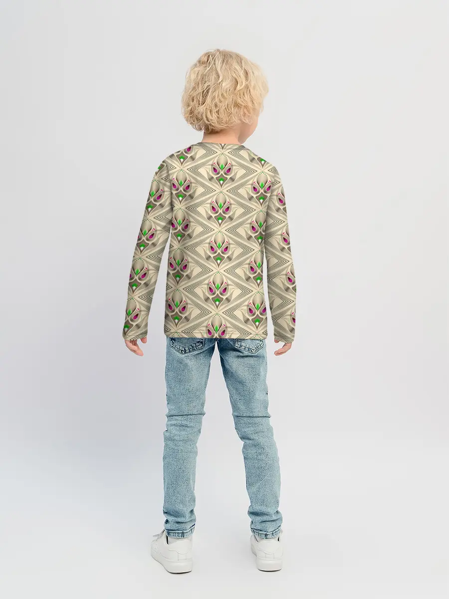 Детский лонгслив / Арт деко на бежевом фоне