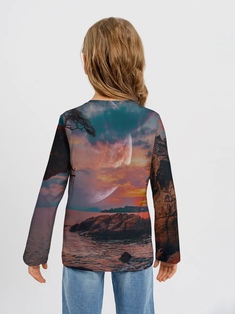 Детский лонгслив / закат на качелях