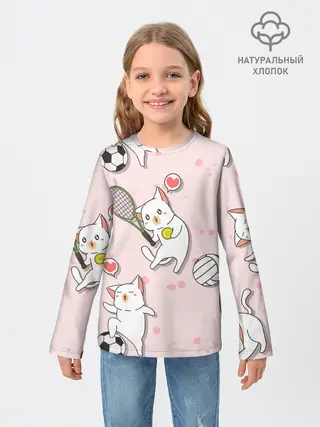 Детский лонгслив / Спортивные котики | Мяу спорт
