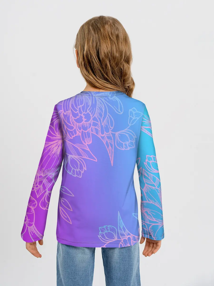 Детский лонгслив / Цветочный Градиент