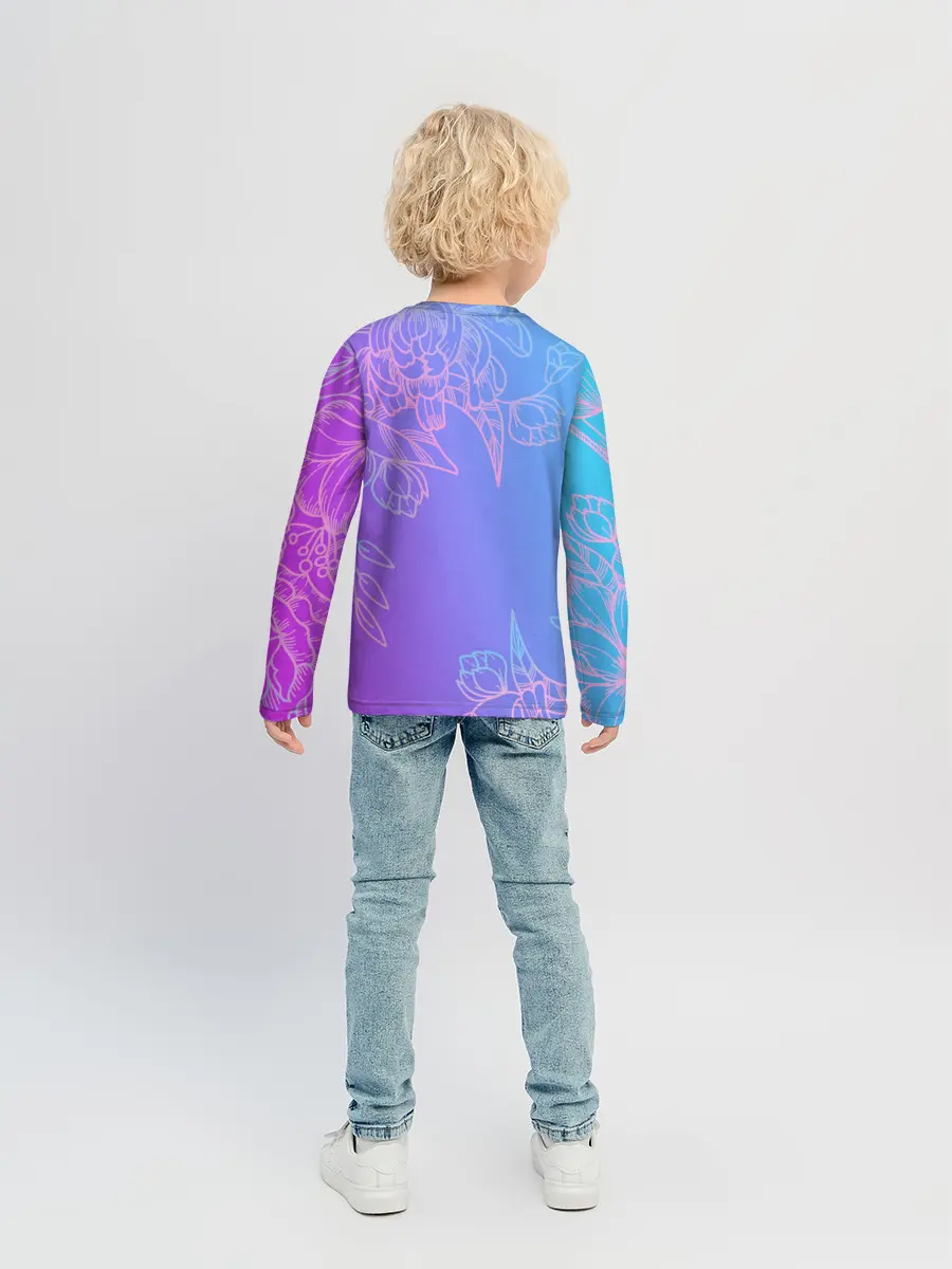 Детский лонгслив / Цветочный Градиент
