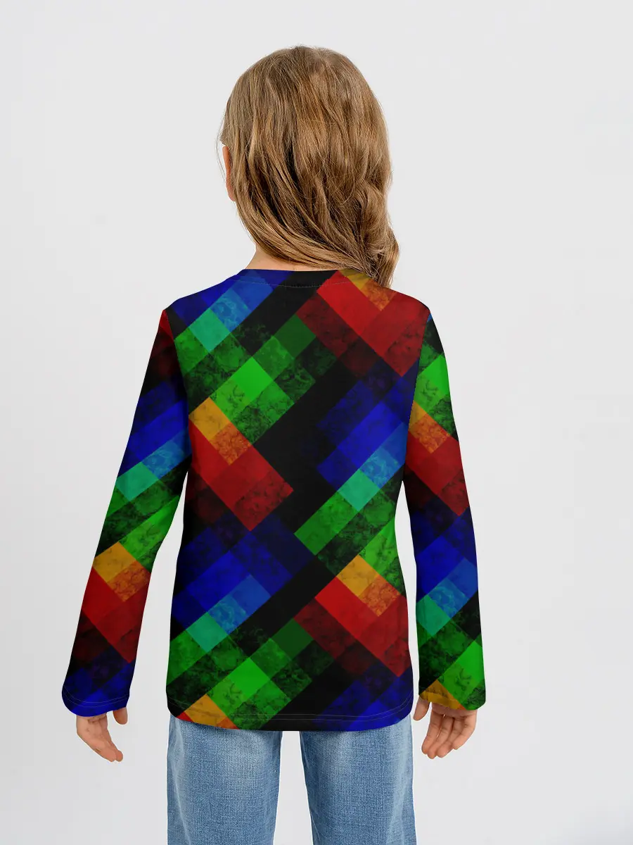 Детский лонгслив / Разноцветный мраморный узор