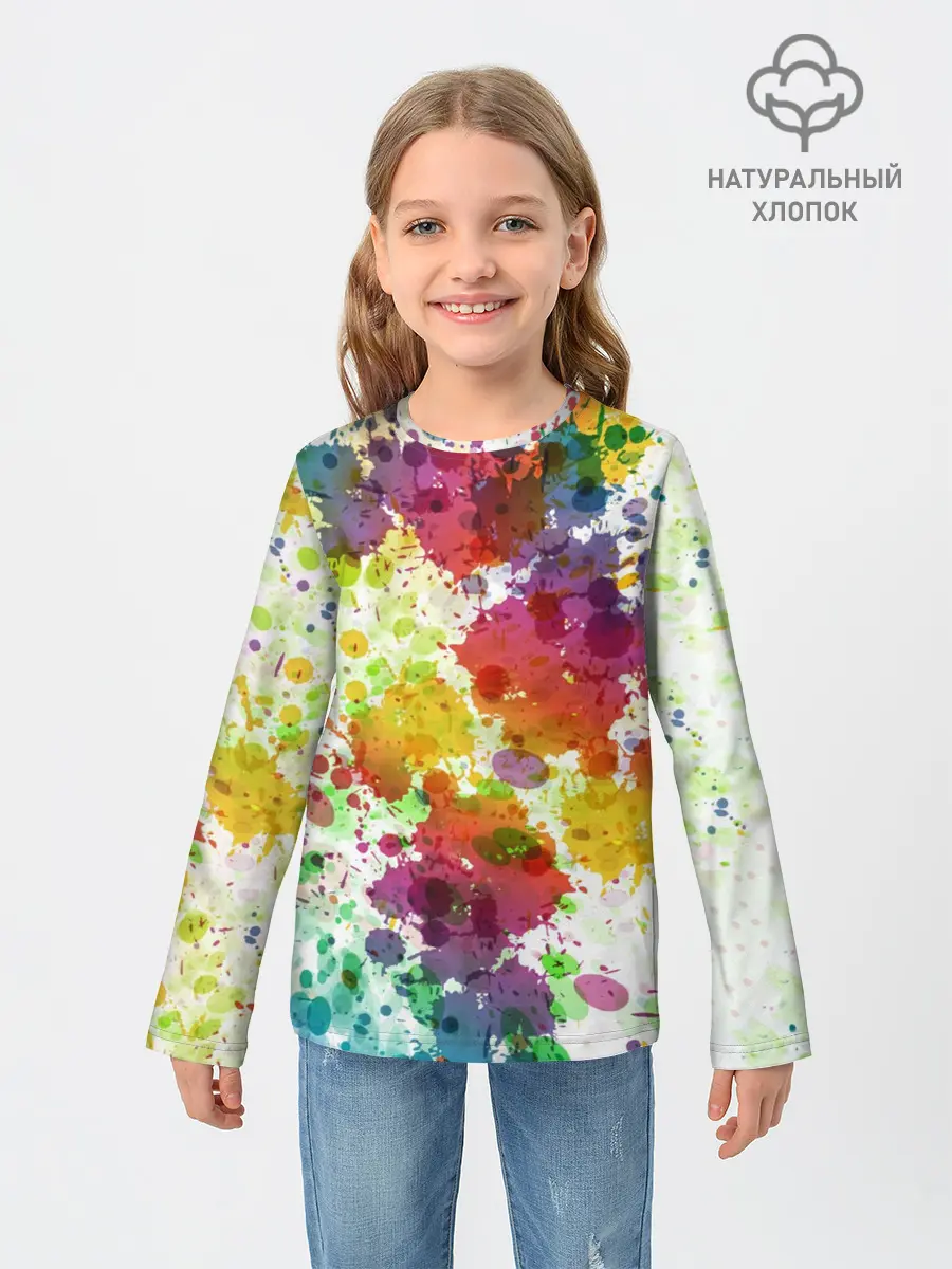 Детский лонгслив / Красно-жёлтые пятна