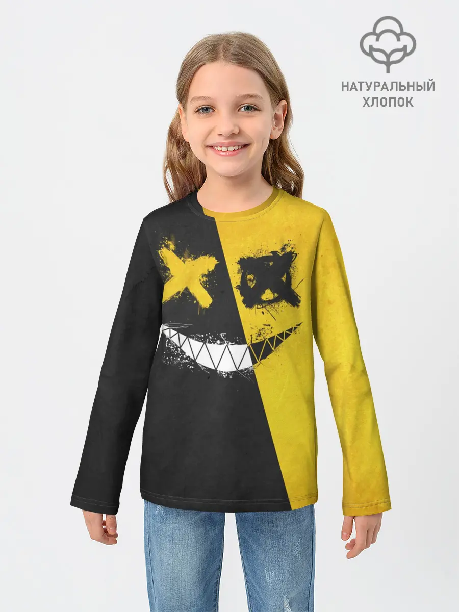 Детский лонгслив / Yellow and Black Emoji